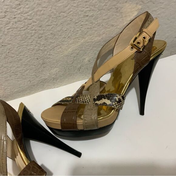 Michael Kors Niki Genuine Snakeskin Strappy Heels size 10 heels 5” - Picture 6 of 14